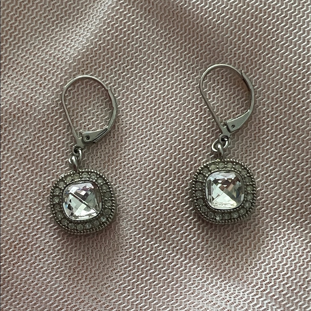 Lia Sophia Silver Crystal Drop Earrings